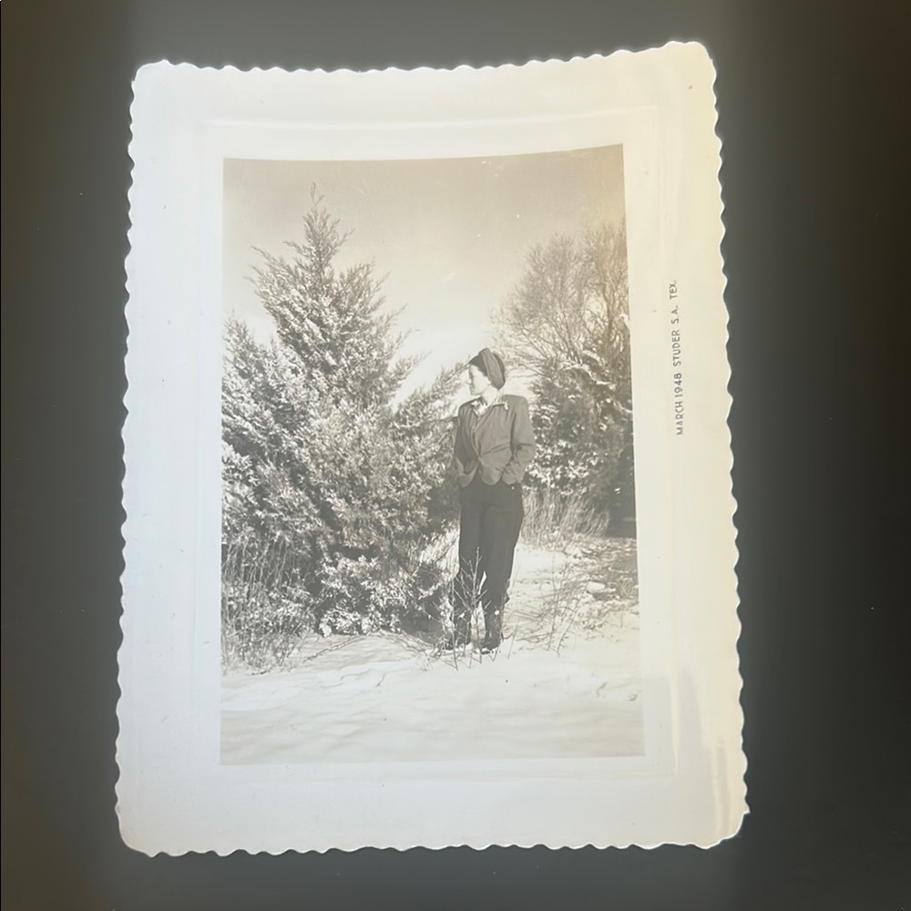 Vintage 1940s Woman Black and White Winter Photograph